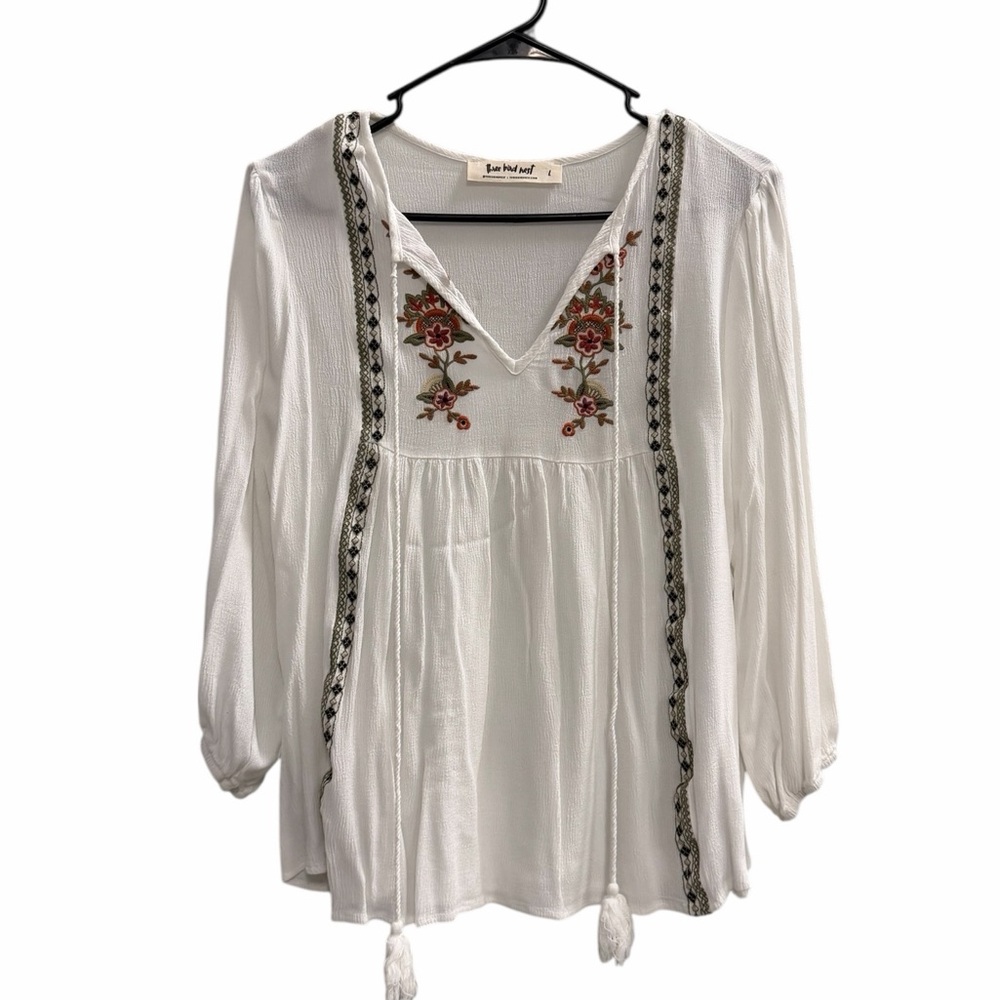 Embroidered White Boho Top